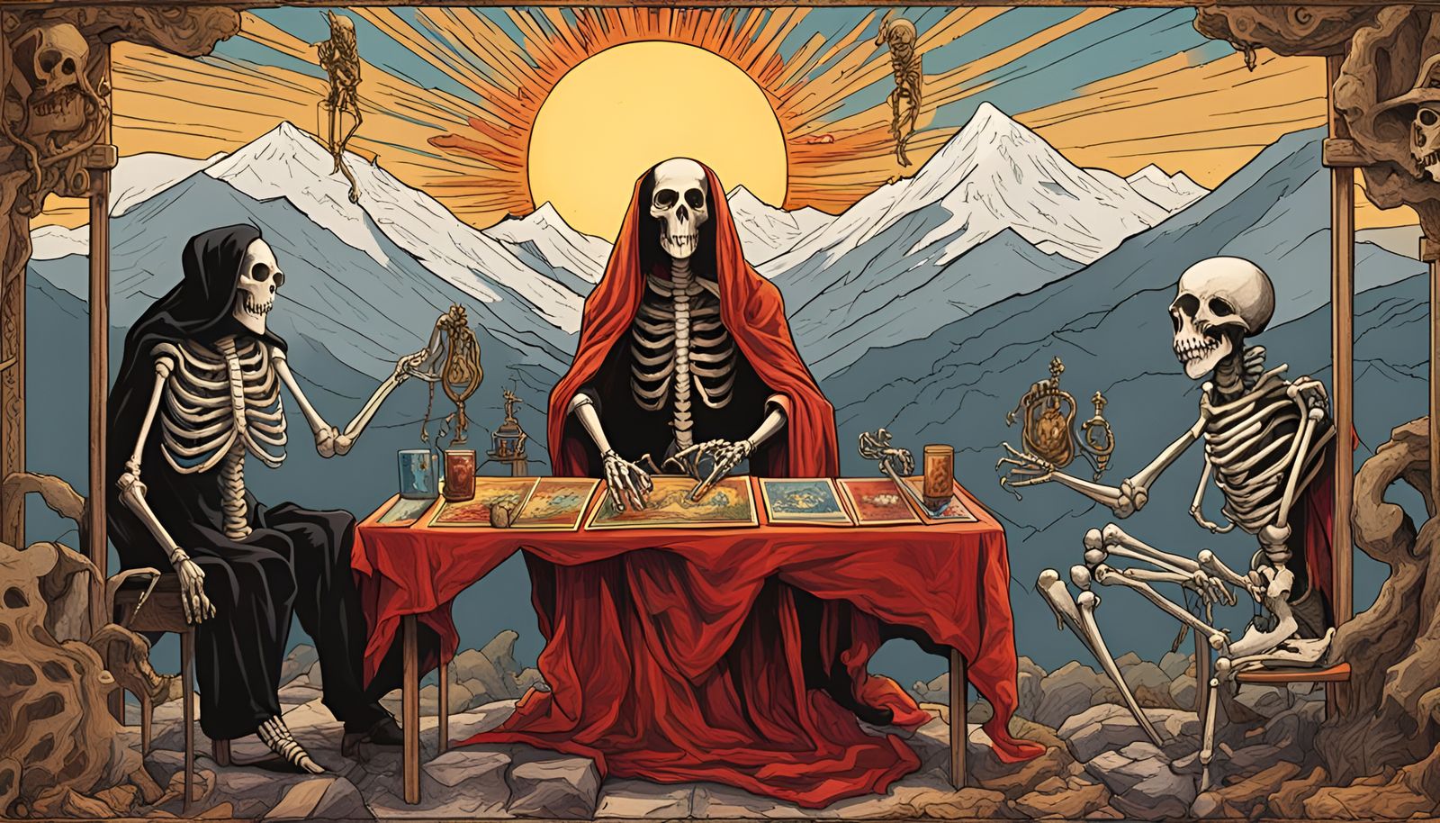 Tarot Card Game on a Ledge