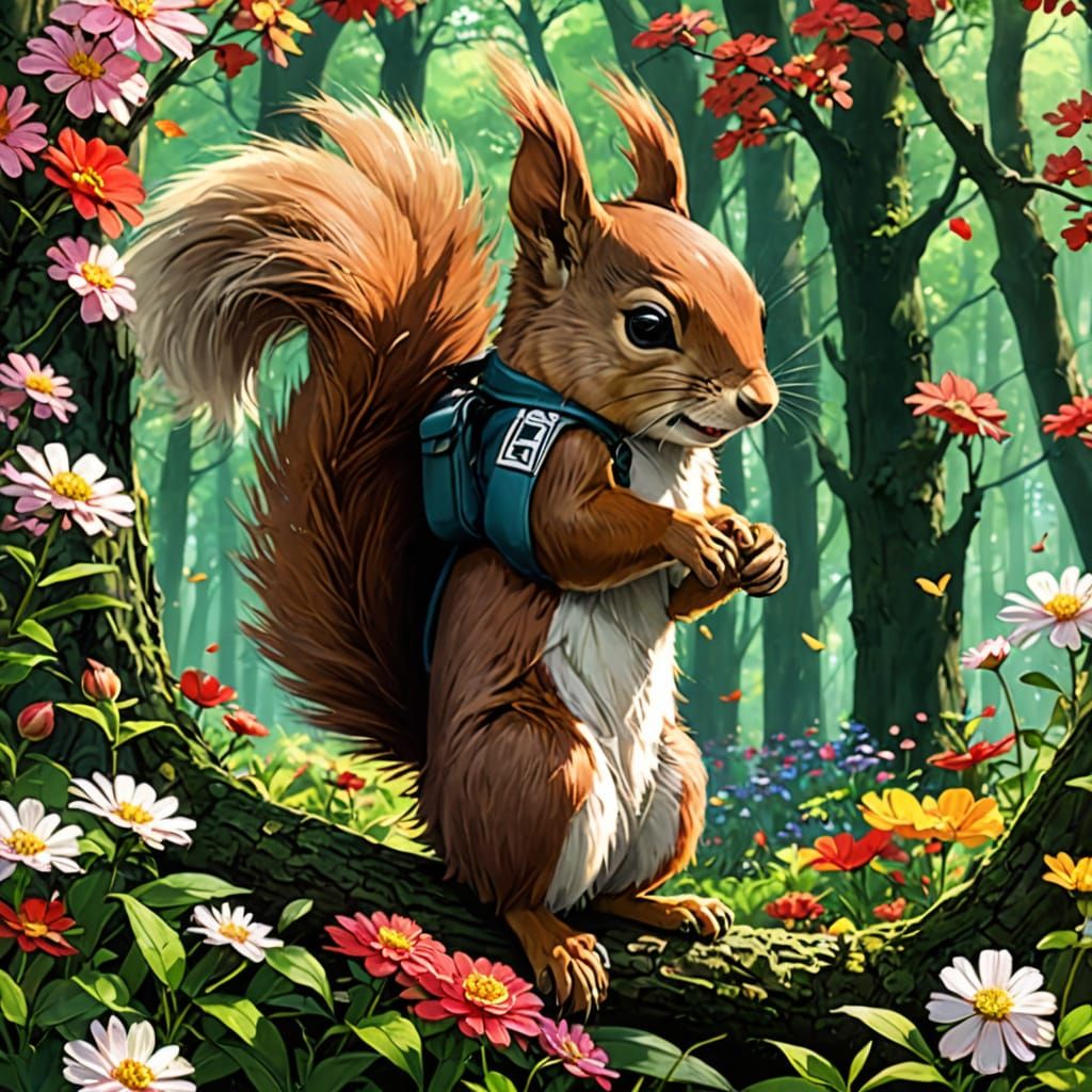 Squirrel by artist "anime", Anime Key Visual, Japanese Manga, Pixiv, Zerochan, Anime art, Fantia