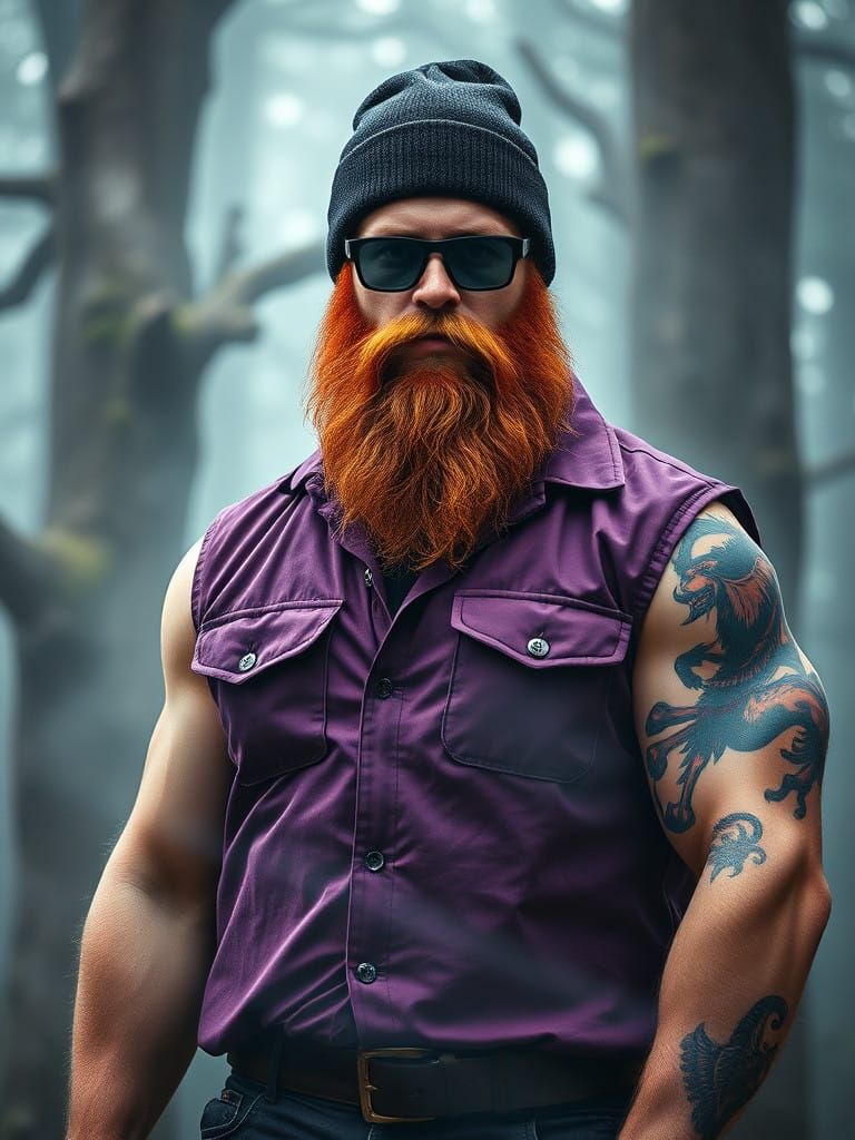 Mystical Lumberjack in Ancient Forest