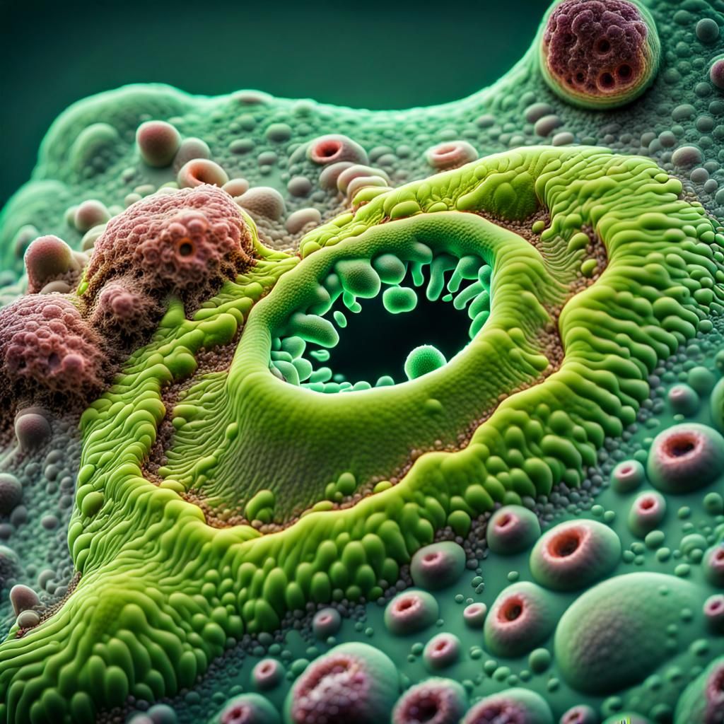 Amoeba Engulfing Paramecium Under Electron Microscope