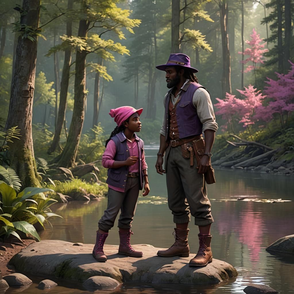 Giant and Dwarf Converse at Sunset: Hyperrealistic Concept A...