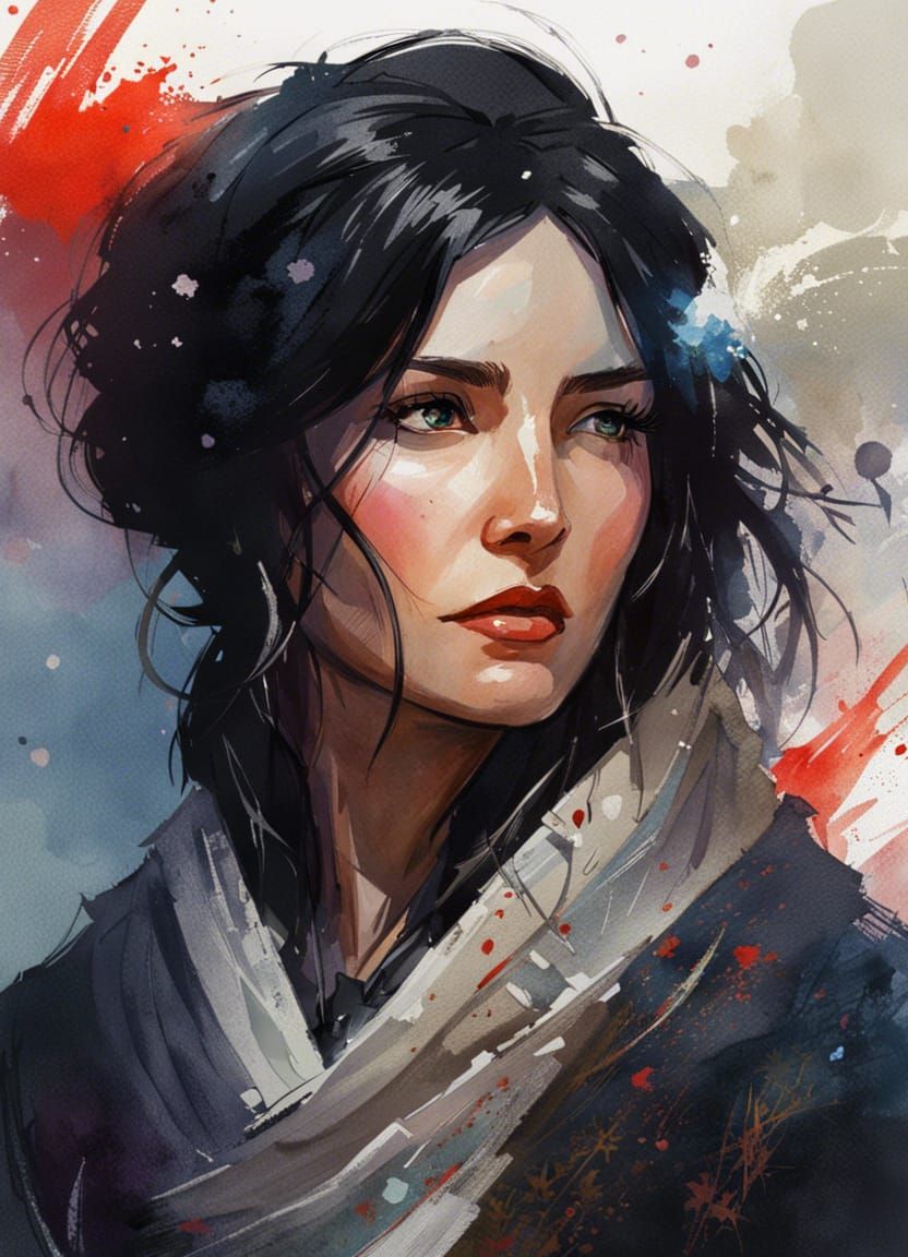 Turkish Sorceress Portrait in Watercolour Style