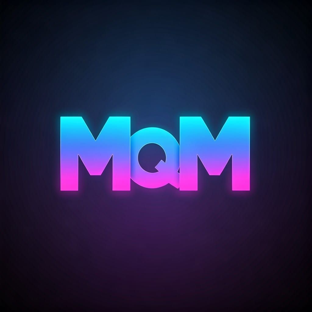 Futuristic Neon "MQM" Logo in Synthwave Style