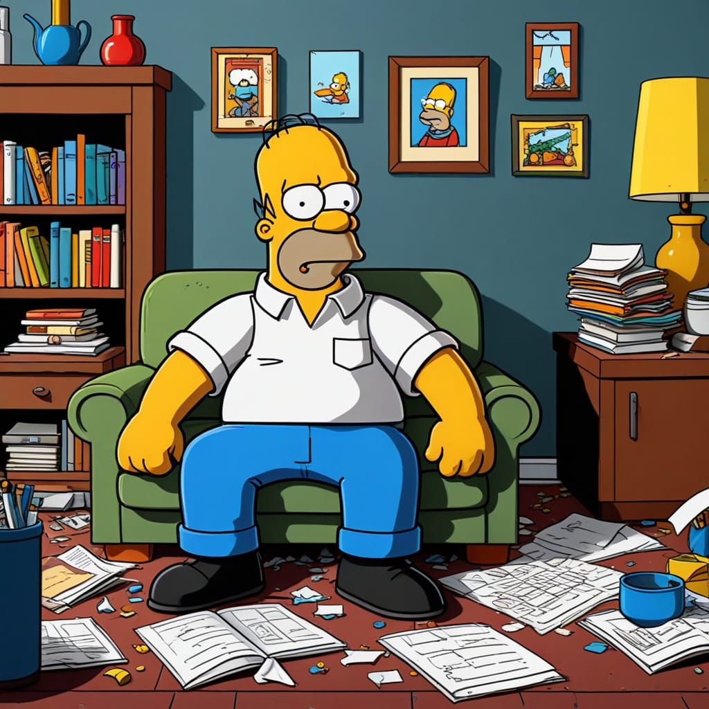 Homer Simpson Trying to Assemble IKEA Furniture