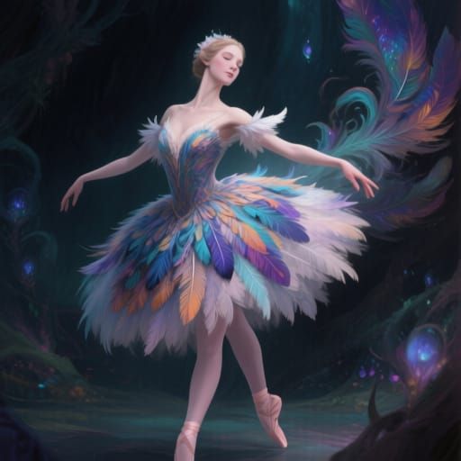 Ballerina in Feathered Dress, Fantasy Concept Art