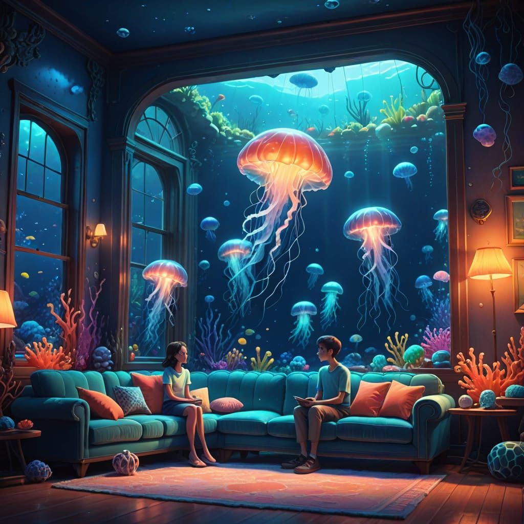 Underwater Home: A Surrealist Digital Painting