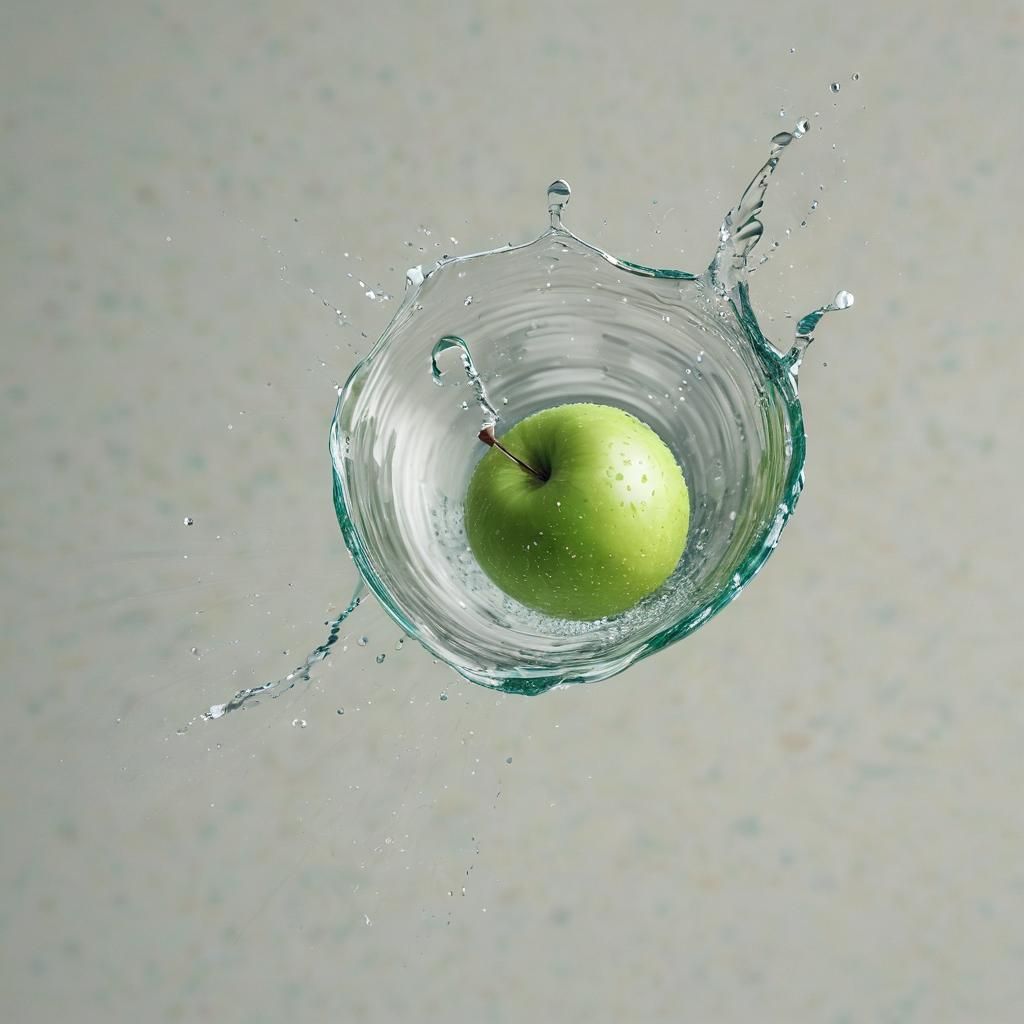 Green Apple Splash: Hyper-Realistic Macro Photography