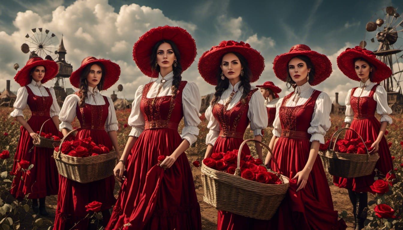 Bulgarian Rose Pickers: Steampunk Folklore Art
