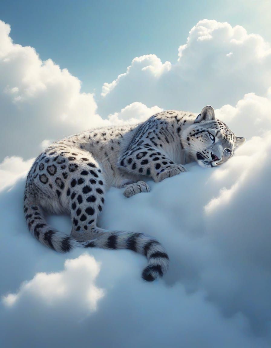 Snow Leopard in Ethereal Winter Wonderland