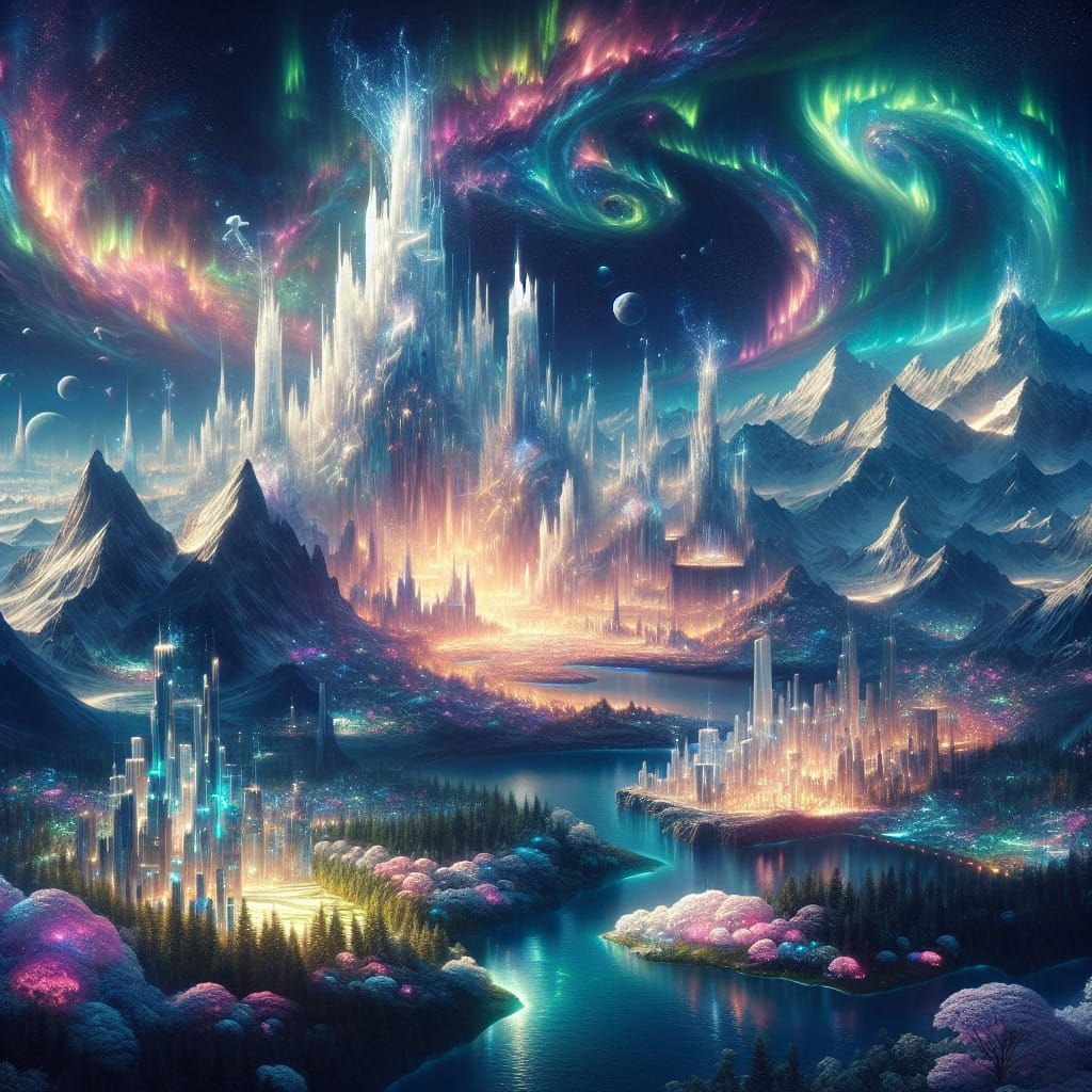 Dreamlike Earth: Crystal Mountains and Bioluminescent Forest...
