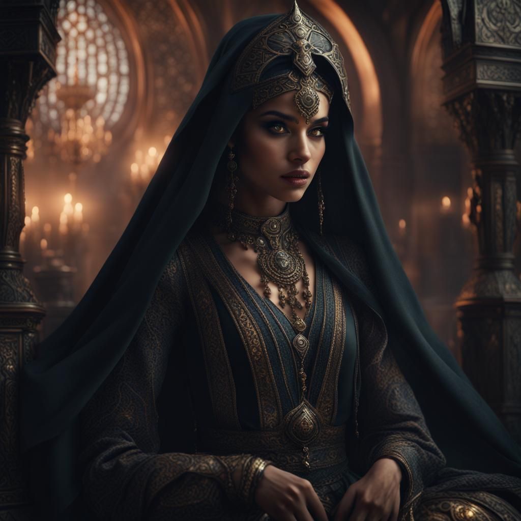 Dark Arabian Witch Queen: Epic Digital Painting