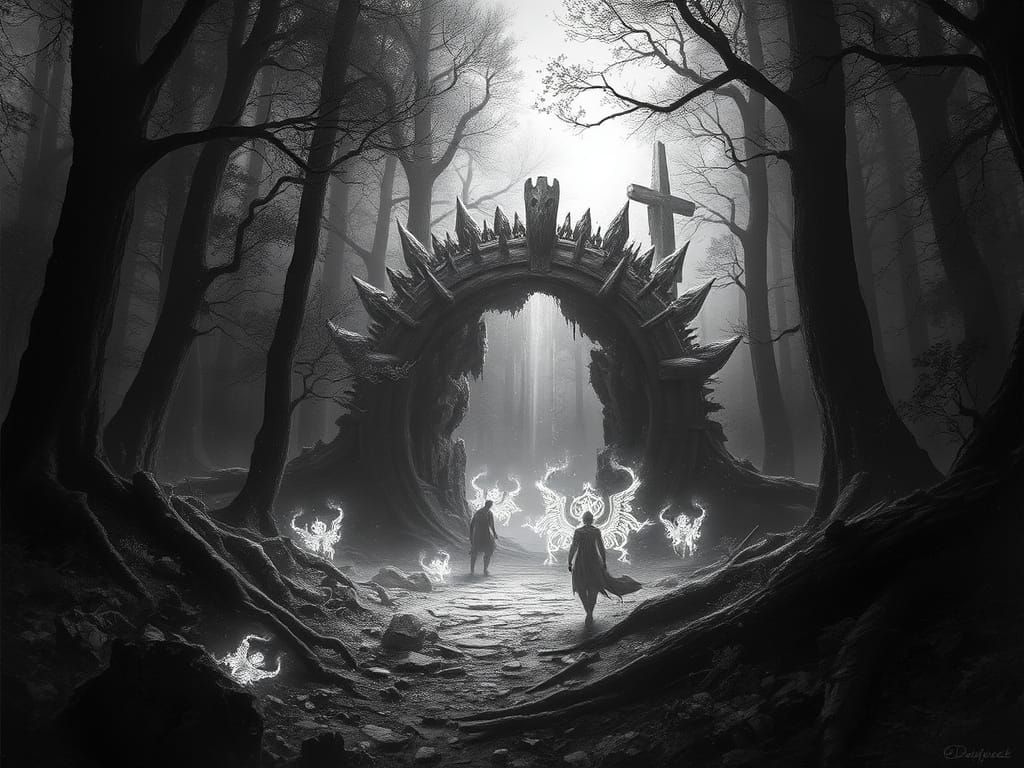 Mystical Portal in Ancient Forest Concept Art