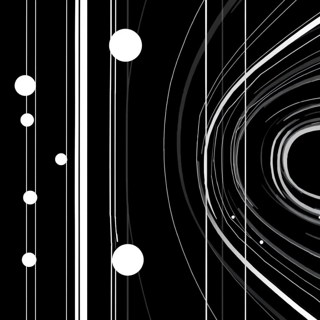 Abstract Geometric Design in Black, White, and Blue