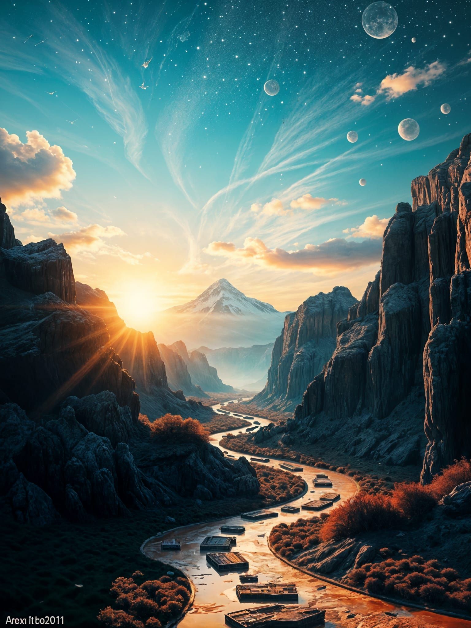 Surreal Landscape Collage in Photorealistic 8k