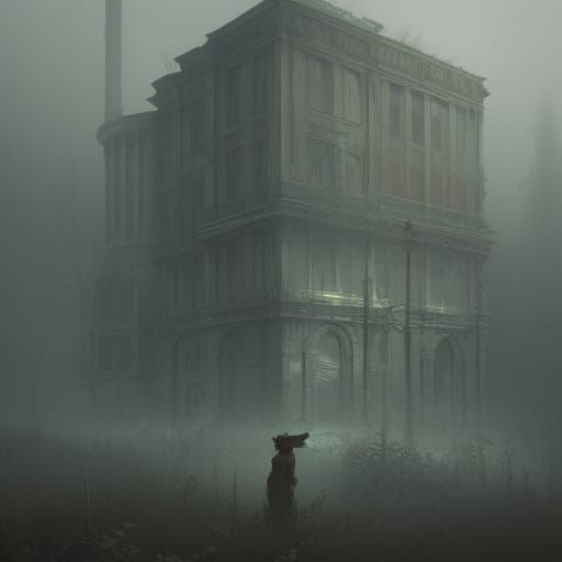 Misty Ancient Building: Hyperdetailed Concept Art