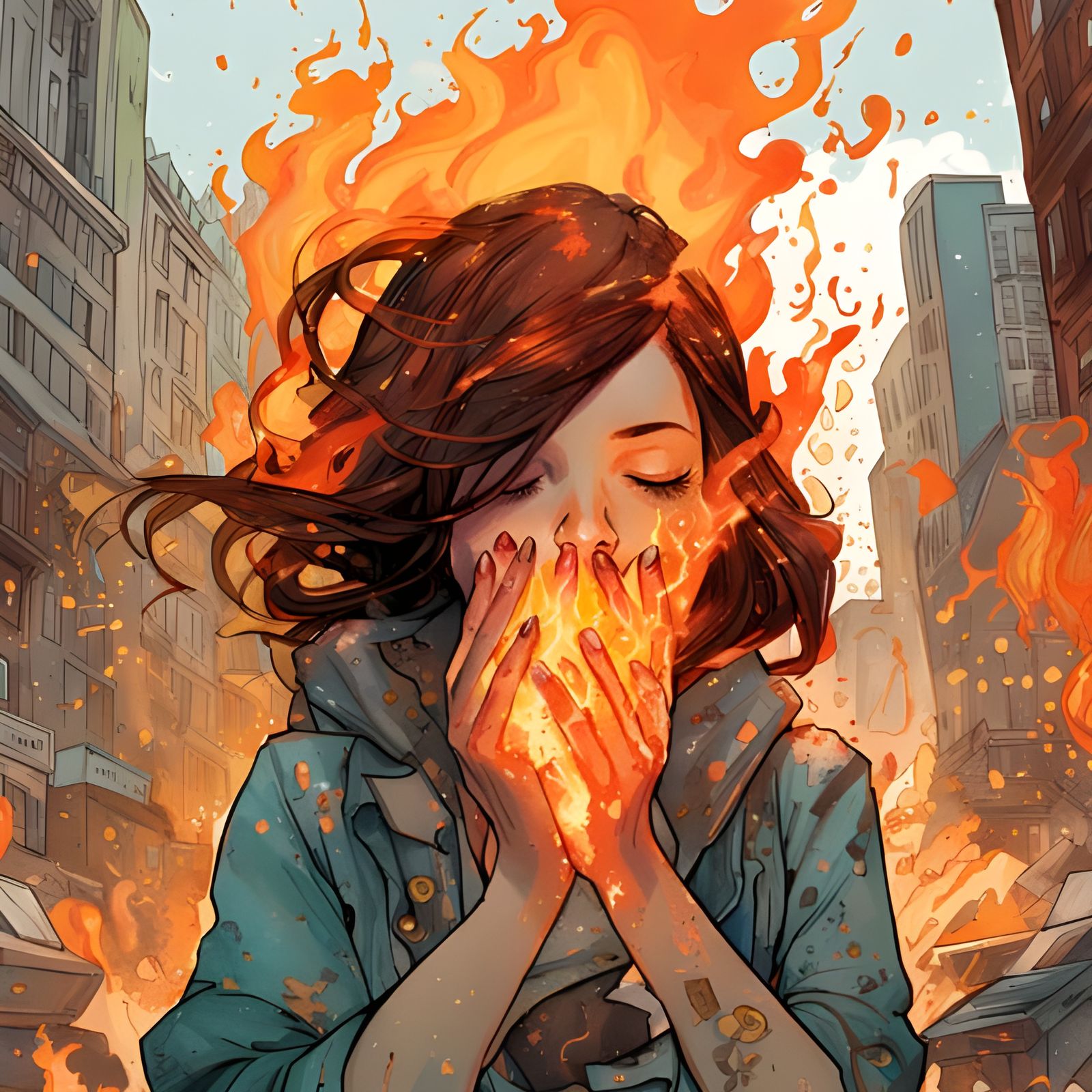 Intense Image of a Person Ablaze