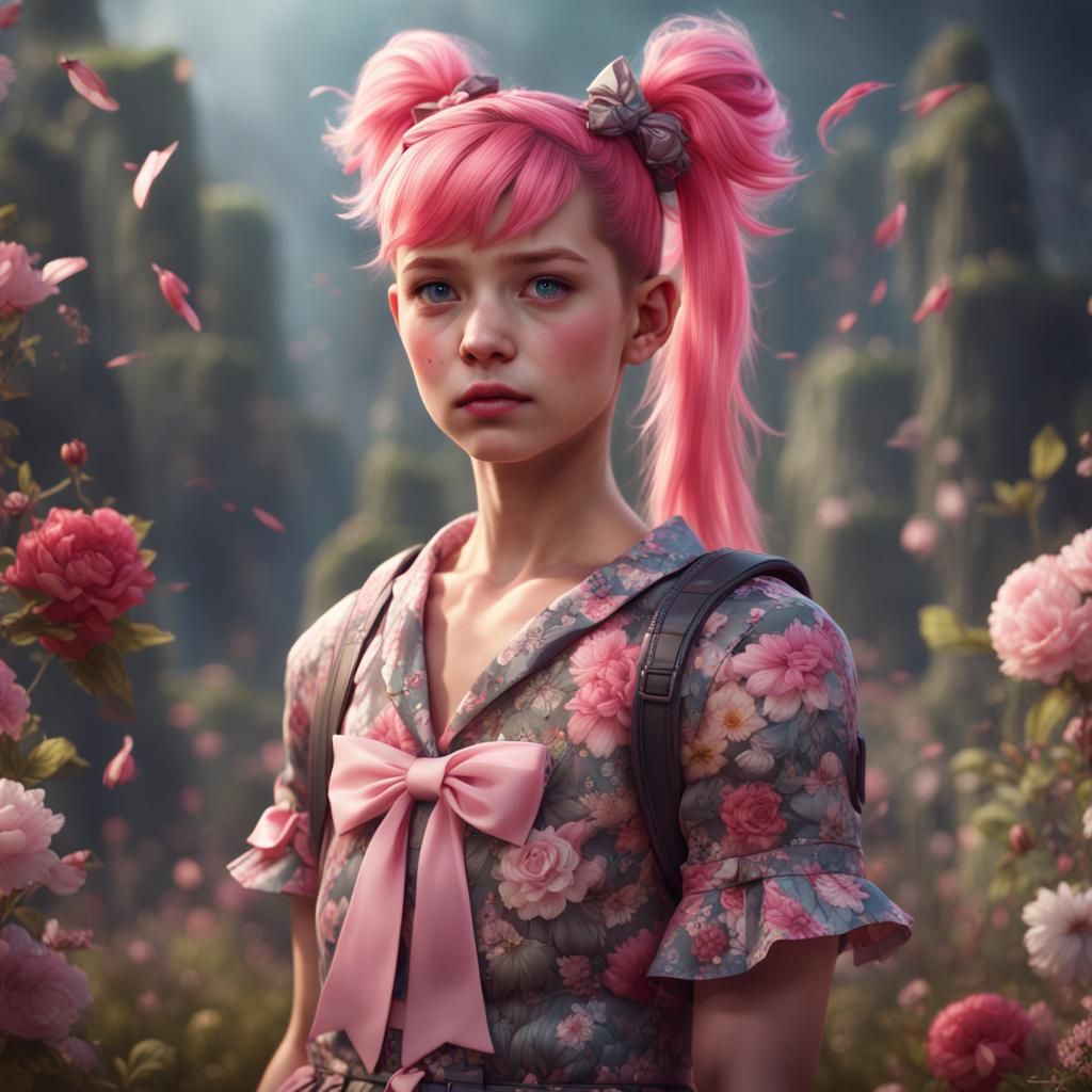 Girly Boy in Floral Dress: Fantasy Concept Art