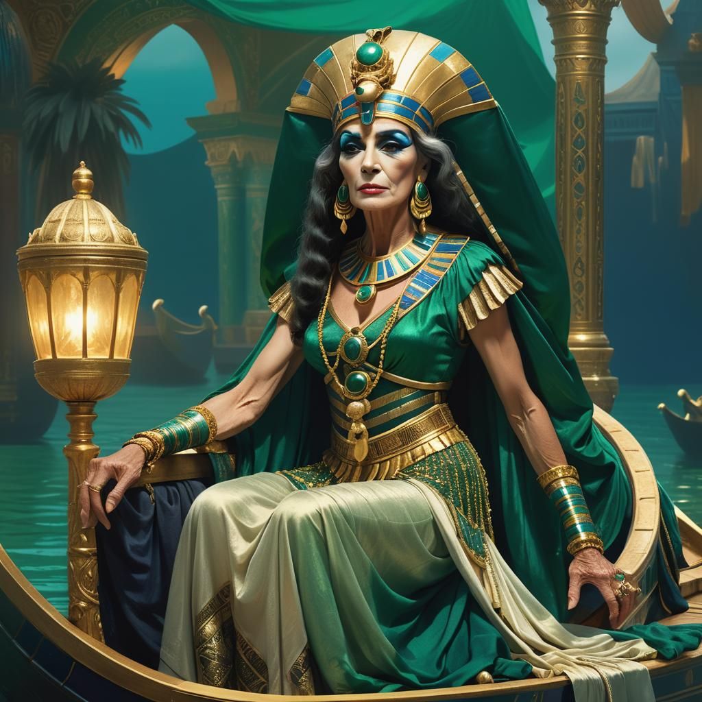 Baroque Cleopatra on Lavish Barge, Concept Art