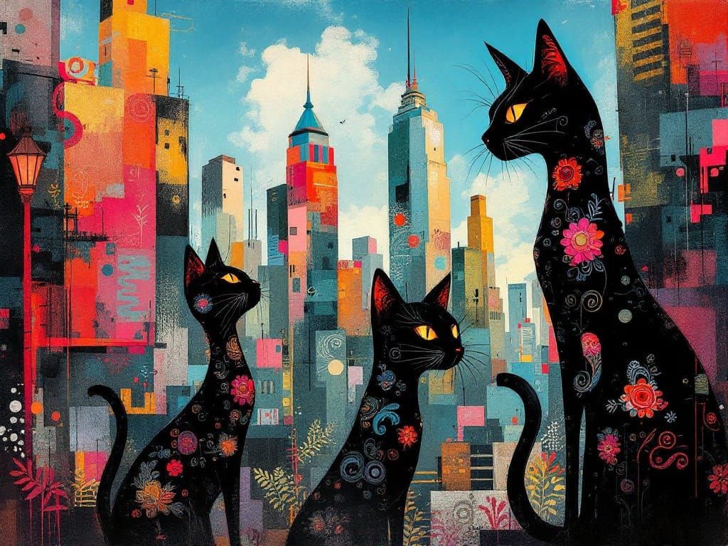 Baroque Urban Felines in Ephemeral Light