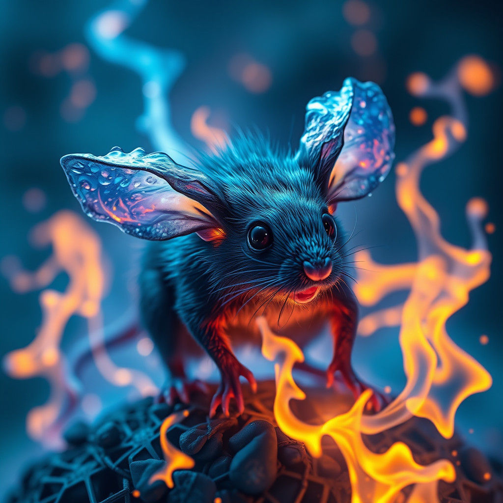 Mouse Made of Blue Fire, Digital Art