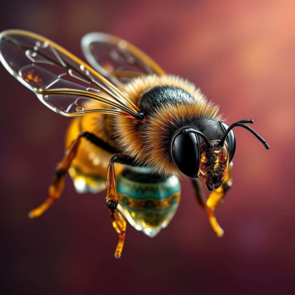 Glass Bee Hyperrealistic Splash Art