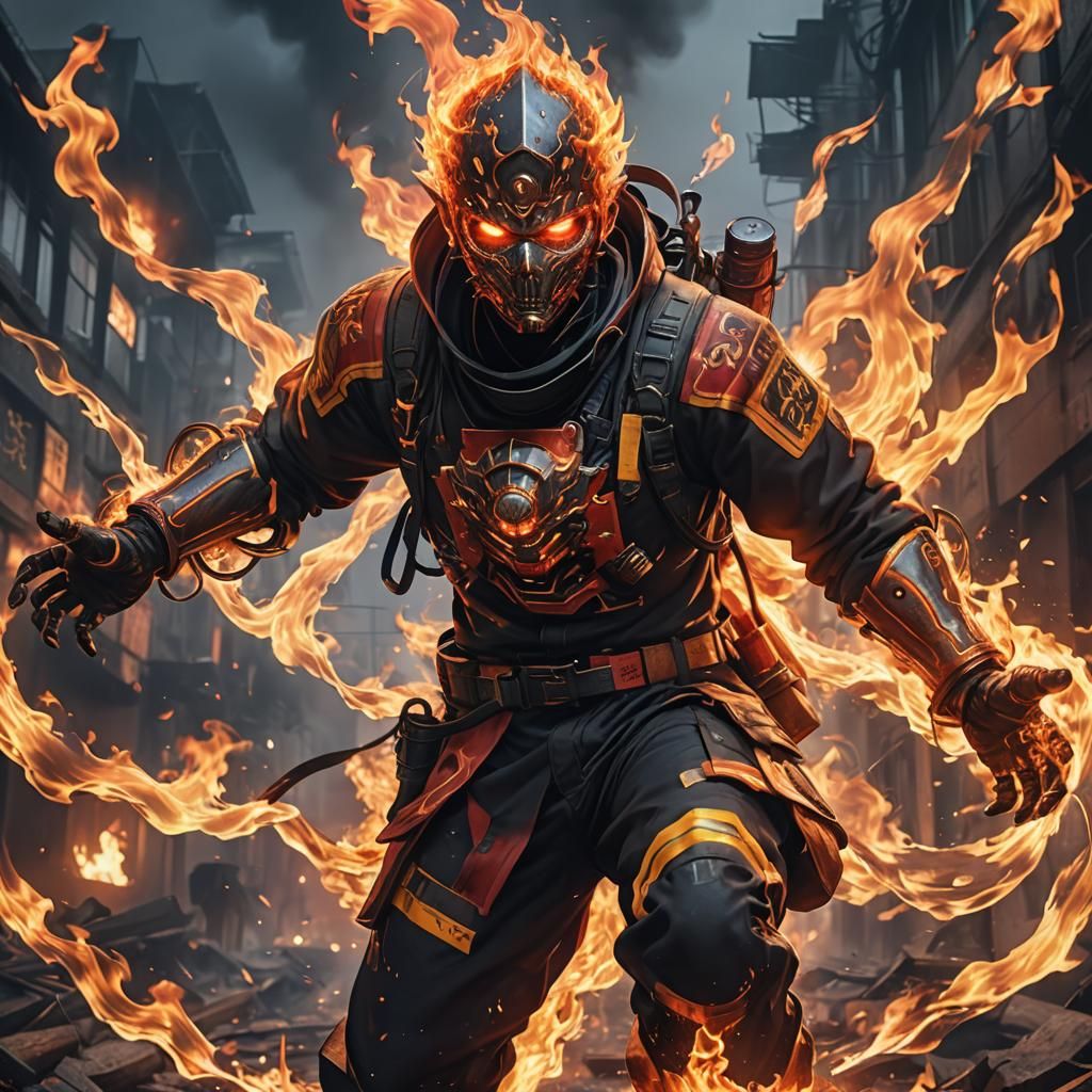 Fiery Anime Fireman in Ultra Detail