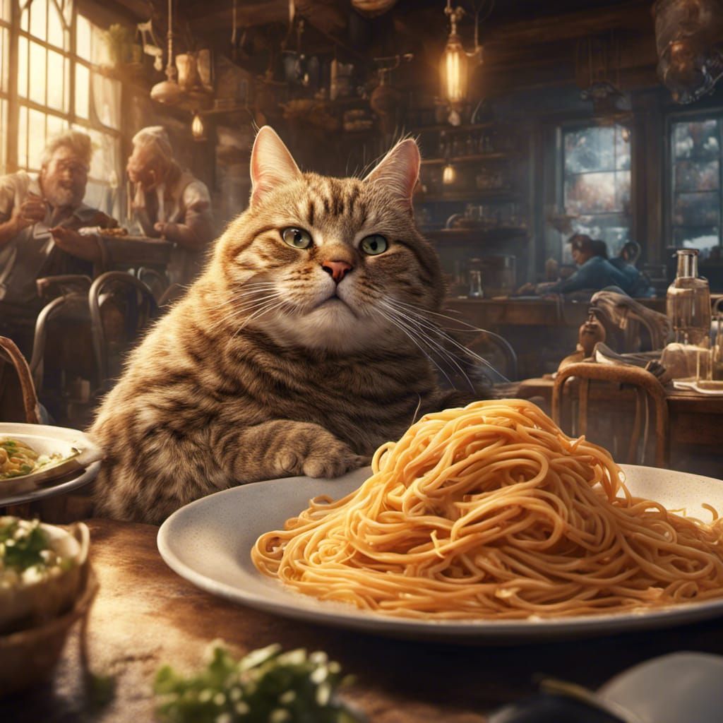 Tabby Cat in Spaghetti: A Matte Painting