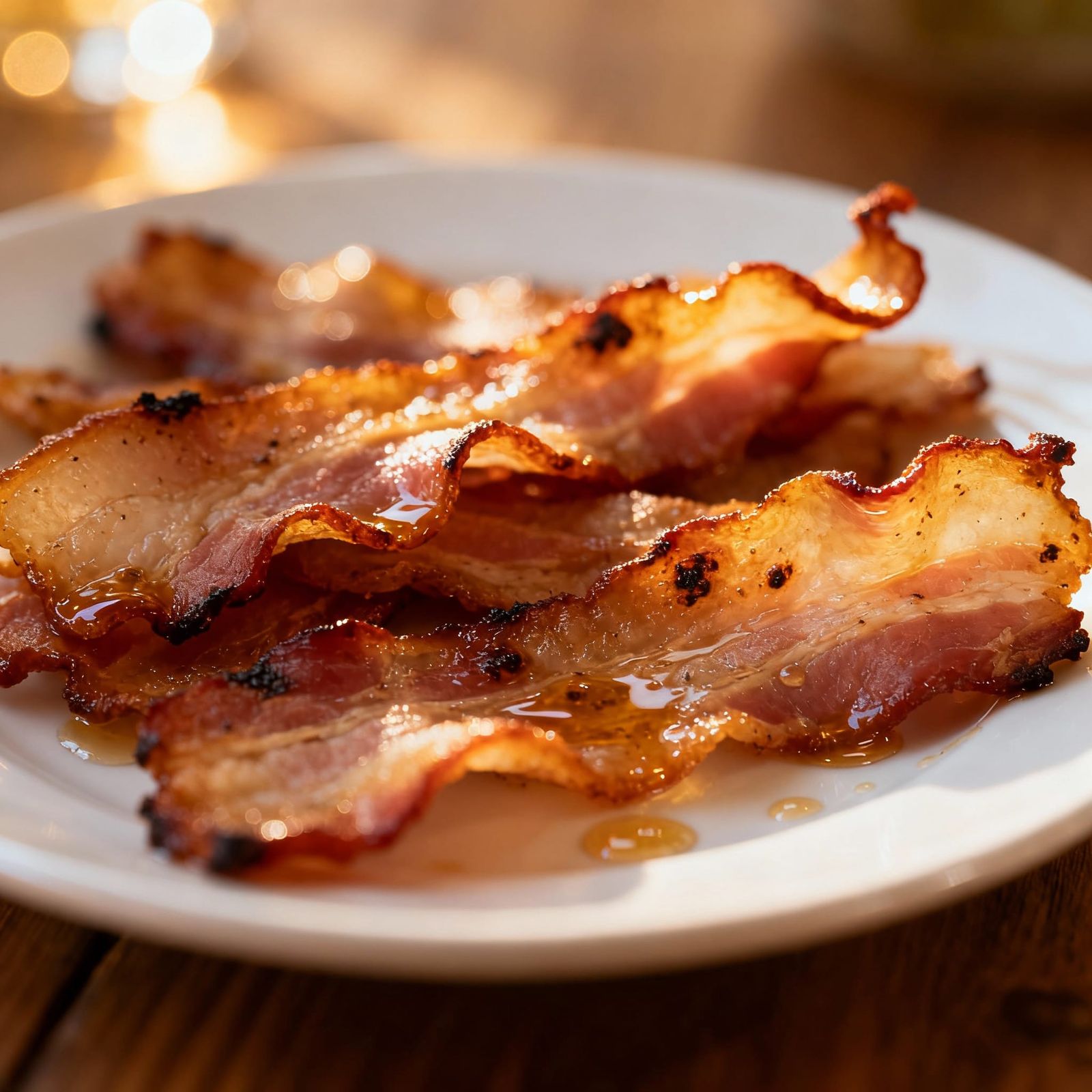 Crispy Bacon Close-Up: Photorealistic Food Photography