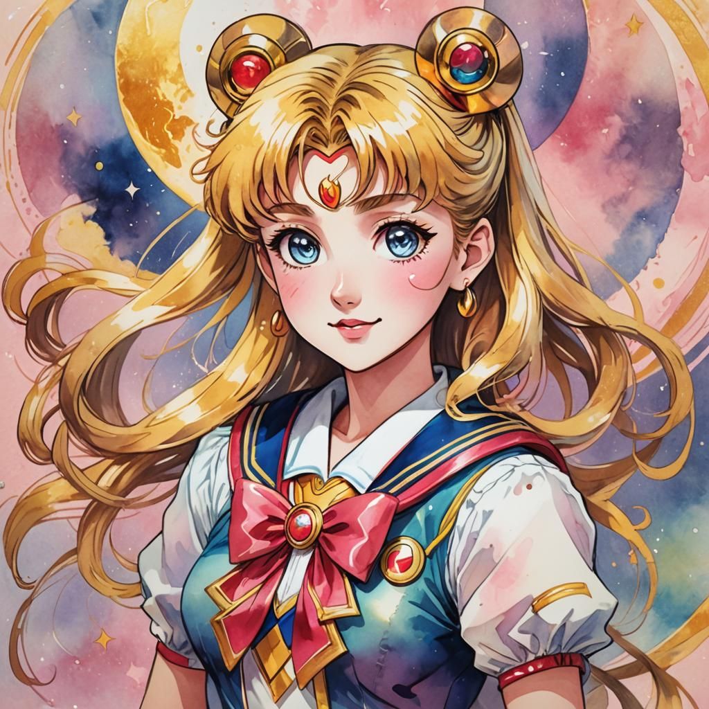 Pregnant Sailor Moon Portrait in Manga Style