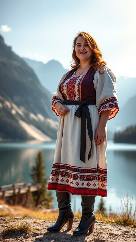 Romanian Woman in Traditional Dress: Pop Art Style