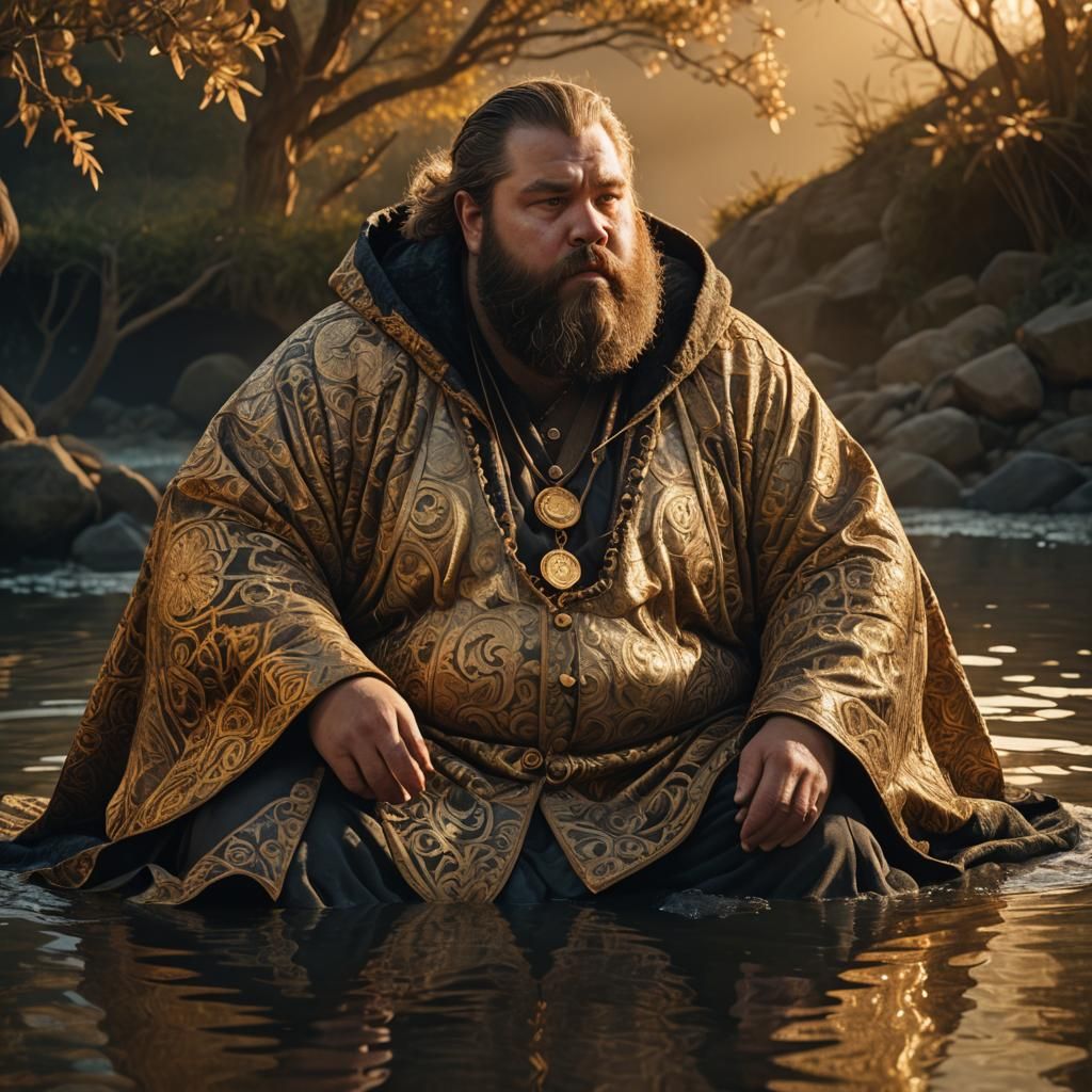 Majestic Portrait of Bearded Man in Golden Light