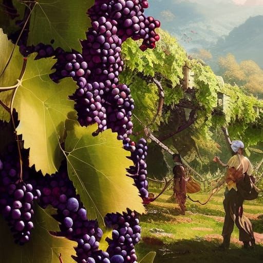 Lush Vineyard with Vibrant Colors in Hyperdetailed Render