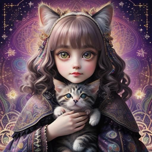 Kitten Begging for Love in Cozy Sheets: 3D Art