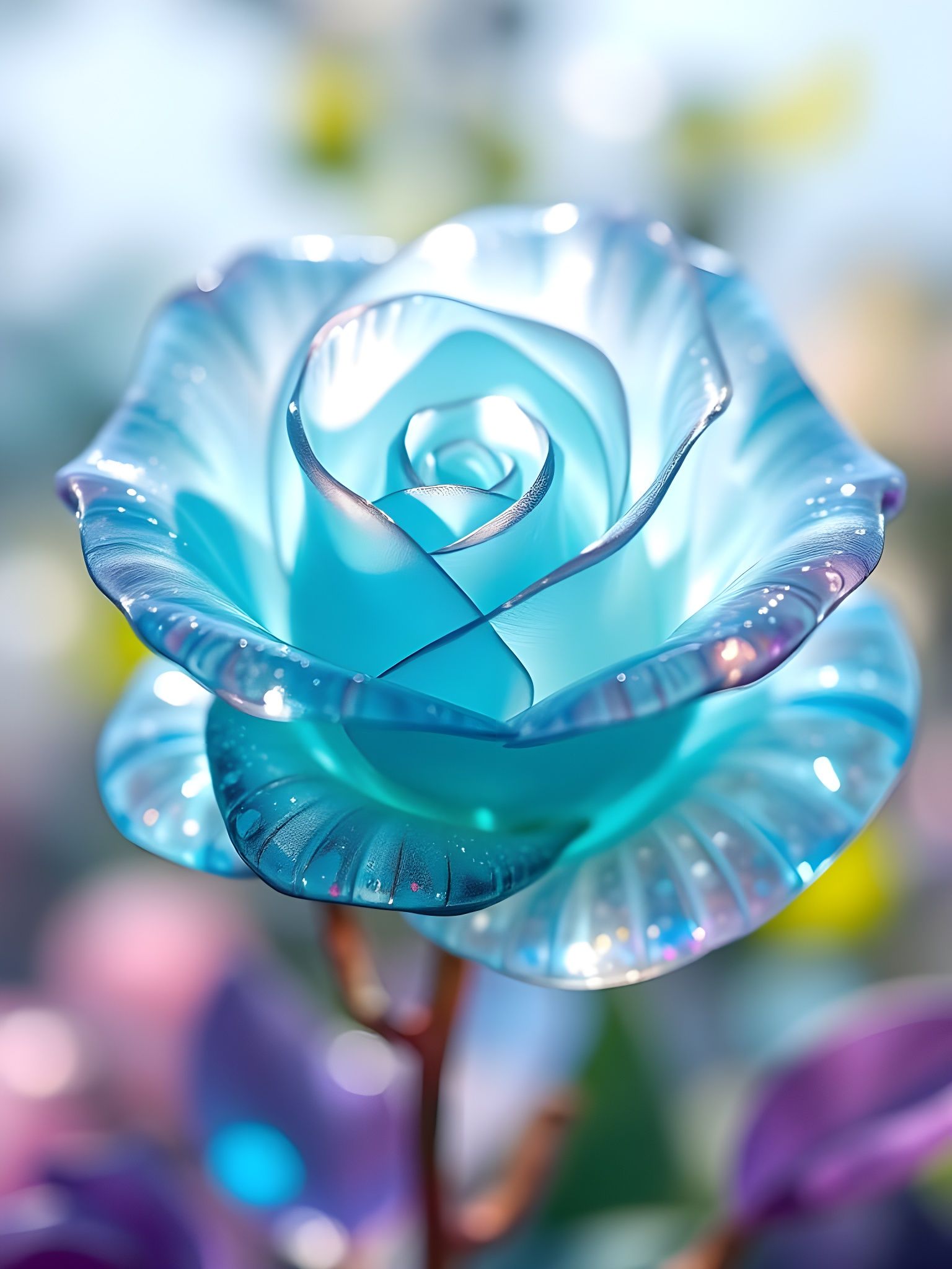 Ethereal Glass Rose in Tiffany Colors