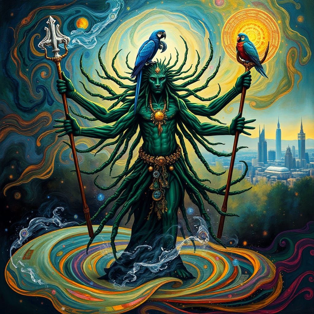 Mystical Leopard Shaman in Abstract Expressionist Style