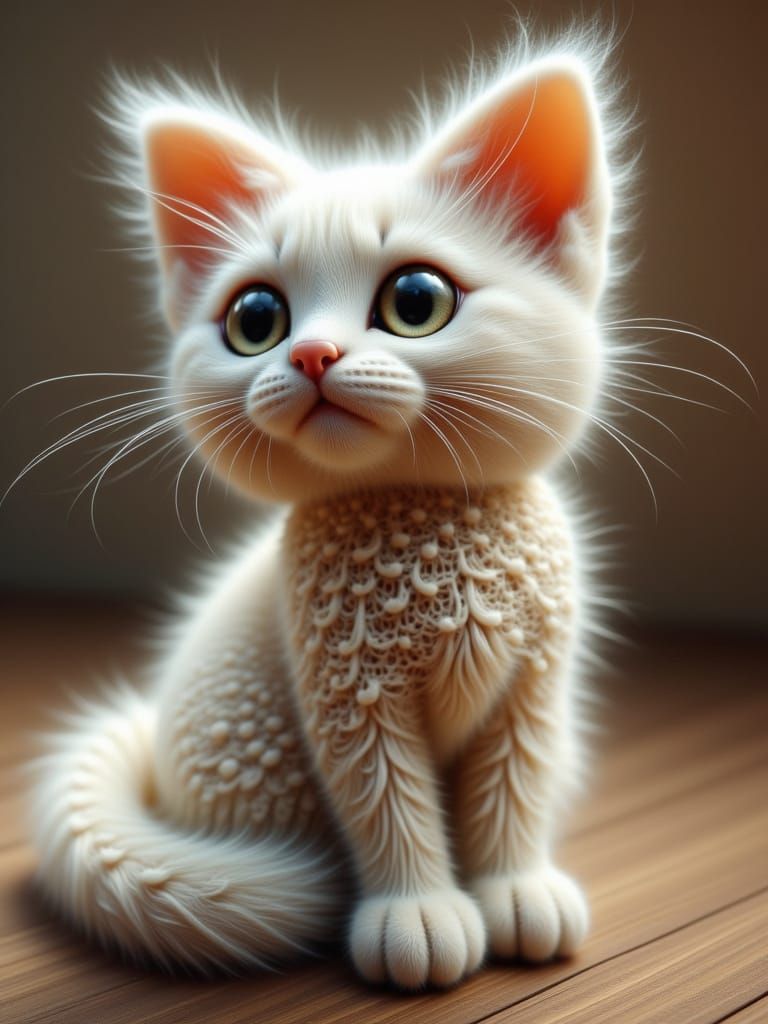 Stunning 3D Knitted Cat Sculpture in Hyper-Realistic Detail