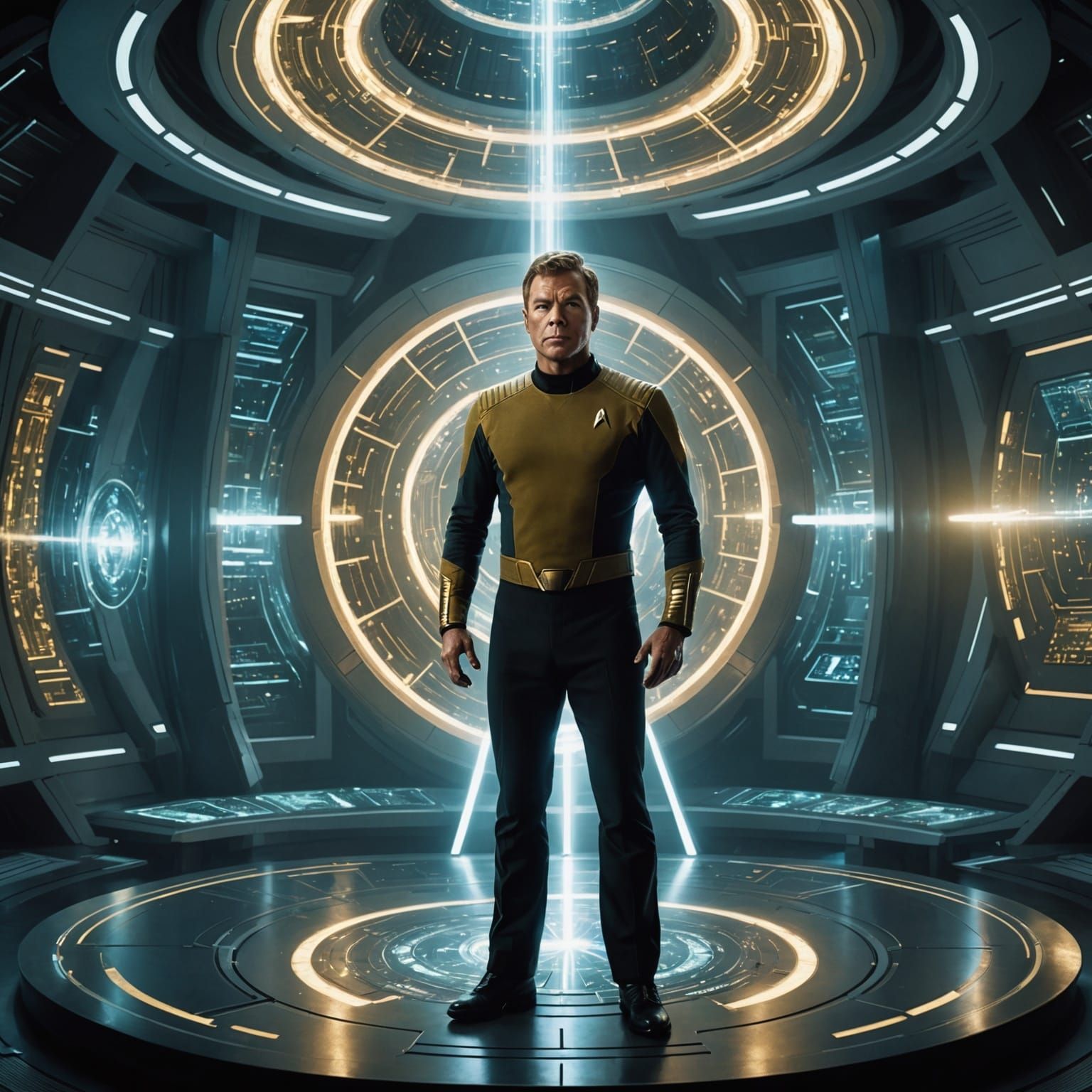 Captain Kirk Translucent in Beam of Light