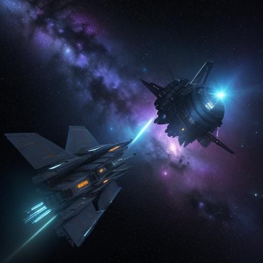 Spaceship Sails Through Nebula in Sci-Fi Film Still