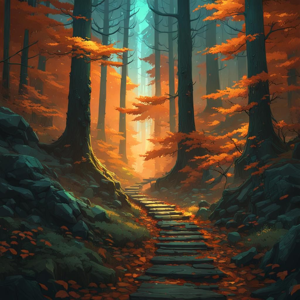 Ominous Dark Forest Trail Concept Art