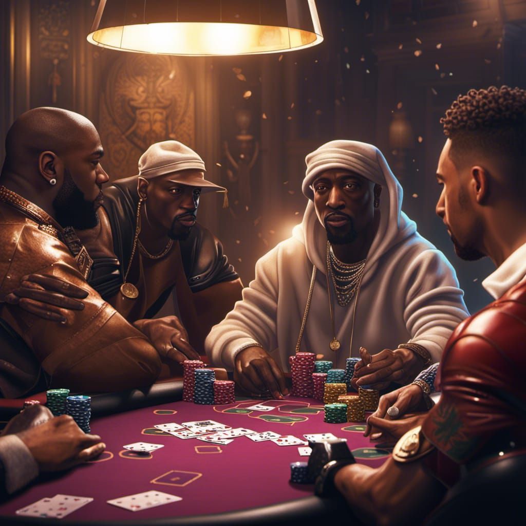 Poker Game with Celebrities: Detailed Digital Matte Painting