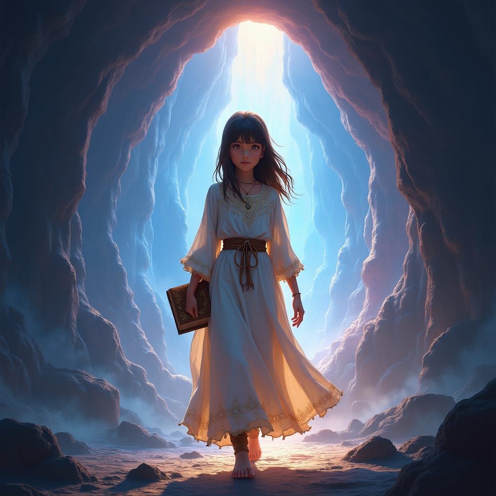 Girl Enters Portal: Fantasy Art in 8k Resolution