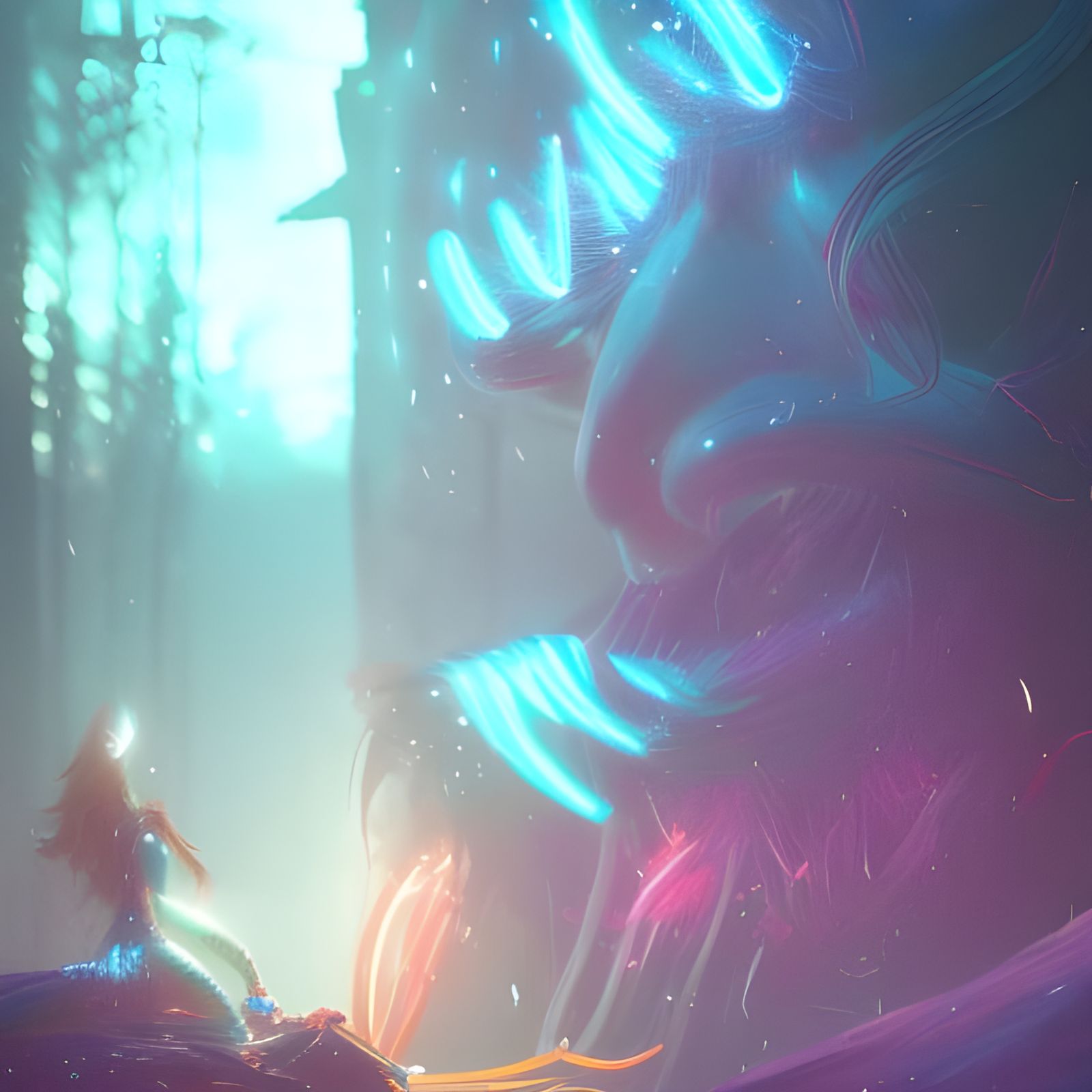 Glowing Fiberoptic Elf in Dark Fantasy Style