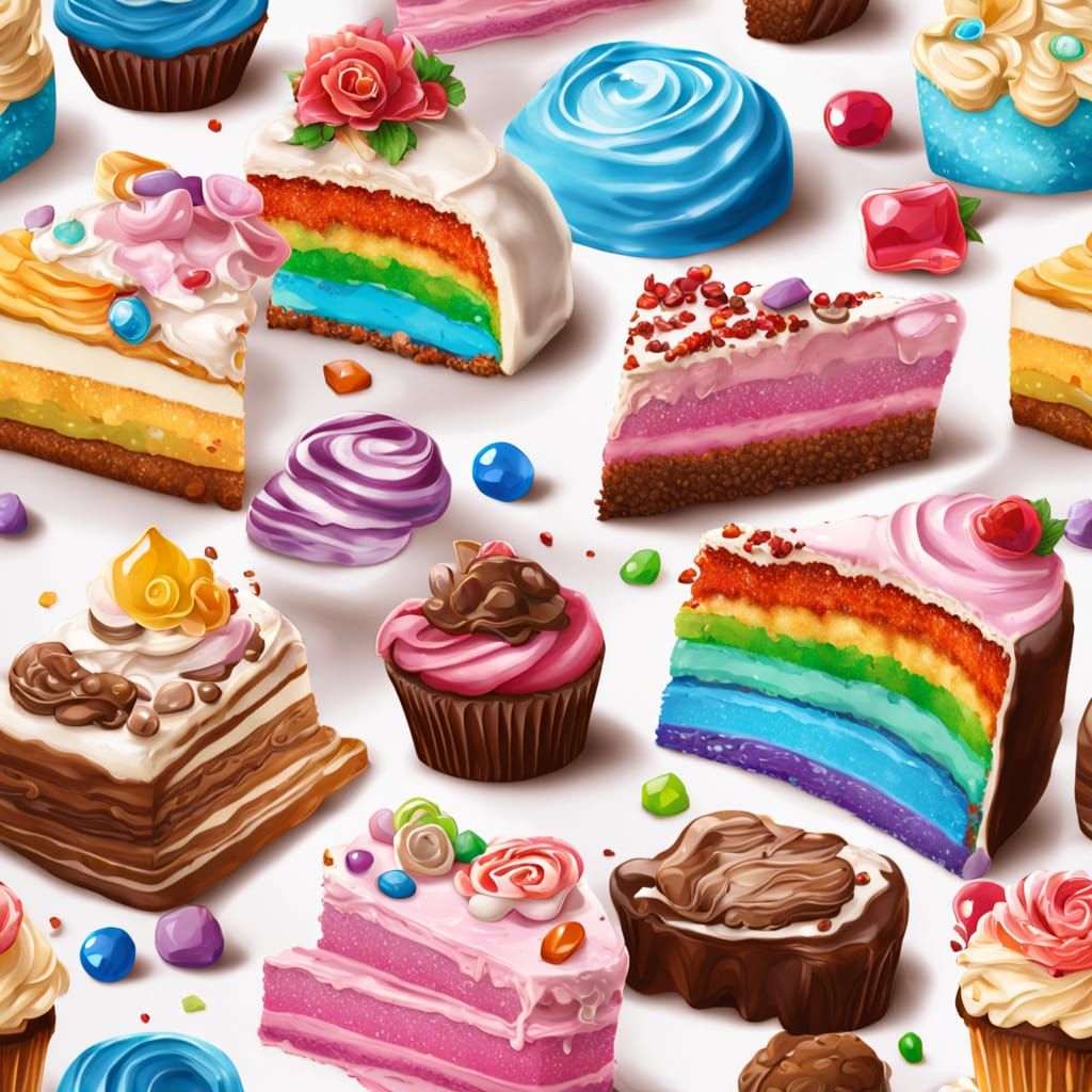 Decadent Multi-Layered Cake with Sugared Gem Topping