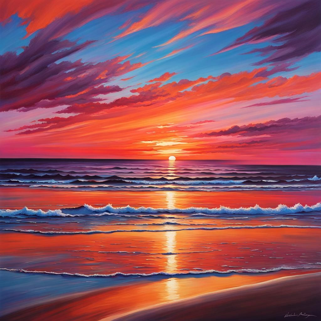 Pink Sand Beach Sunset from Above