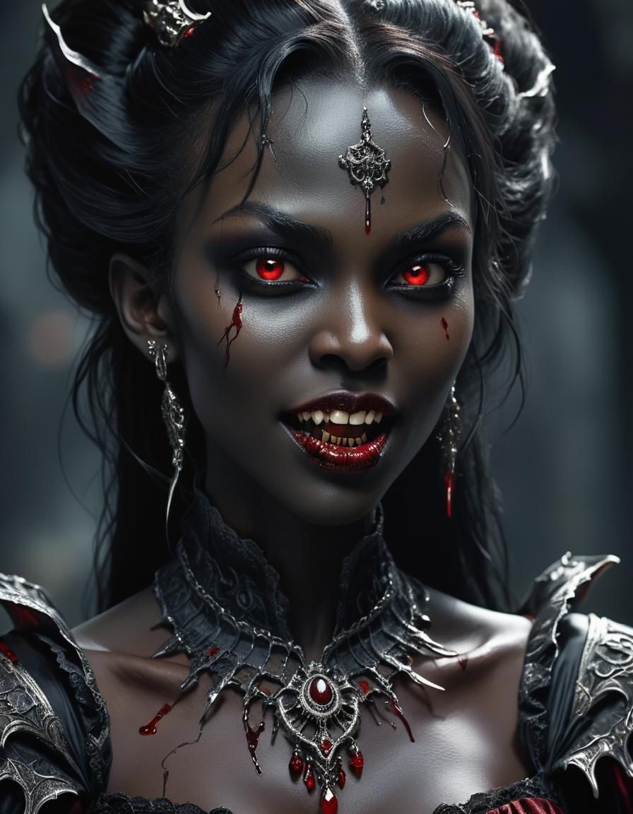 Mesmerizing Vampire Goddess Portrait in Deep Color