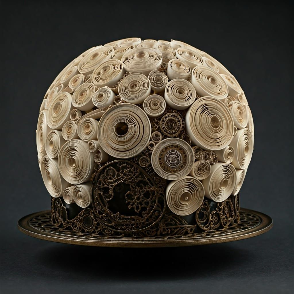 Whimsical Sculpture of Metal and Paper