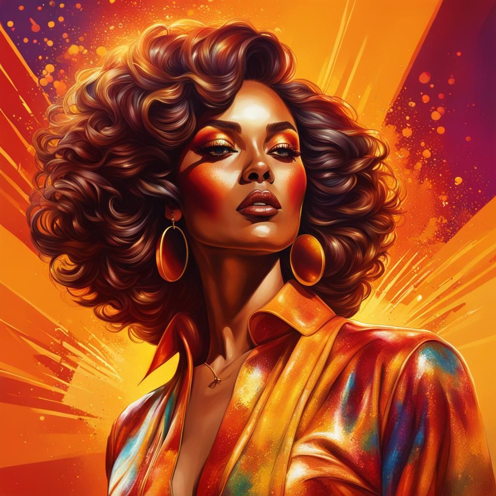 70s Disco Party in Splash Art Style