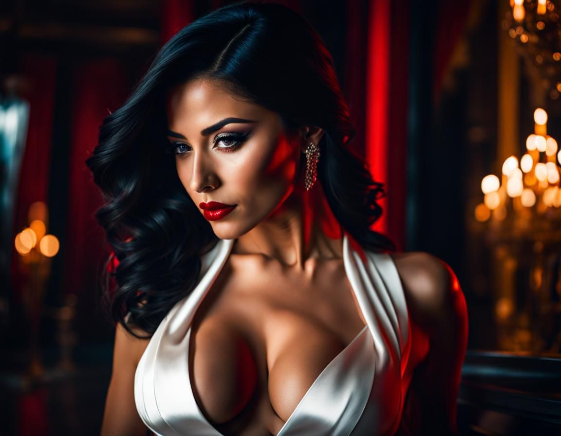 Gorgeous Latina in Silk, Spy Fiction Aesthetic