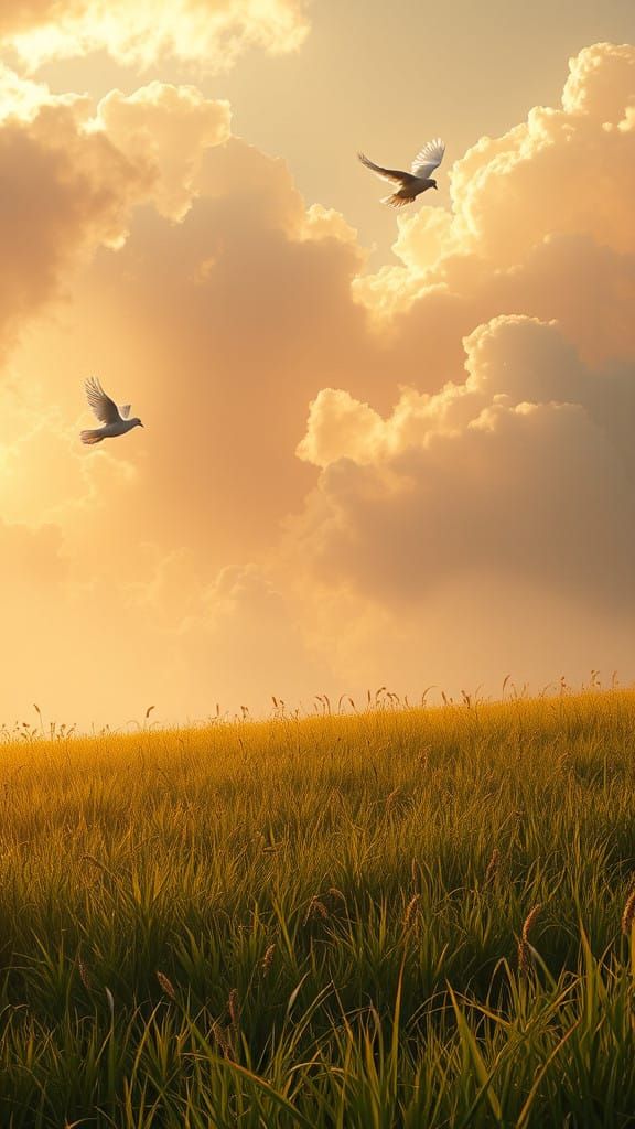 Celestial Landscape in Golden Light