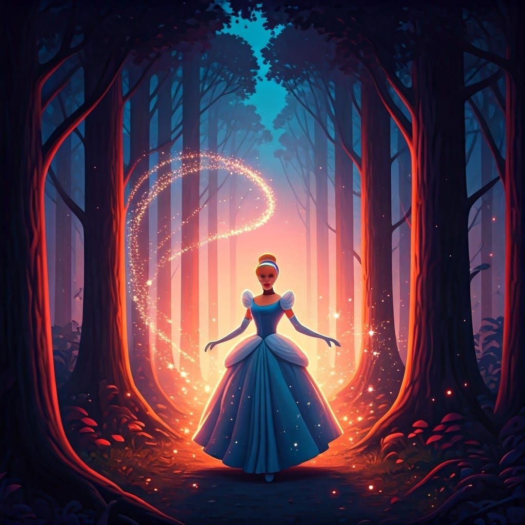 Cinderella in Mystical Forest Digital Art